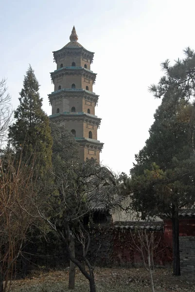 Jinci Temple Taiyuan Shanxi China View Pagoda Jinci Temple Looking — Zdjęcie stockowe