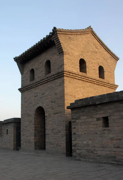 Pingyao Provincii Shanxi Čína Městská Zeď Pingyao Rozhlednou Hradeb Večerním — Stock fotografie