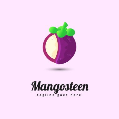 Taze mangosteen egzotik meyve modern illüstrasyon rengarenk logo markası marka kimliği