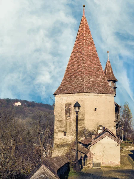 Sighisoara Roménia 2020 Torre Dos Alfaiates Turnul Croitorilor Construída Século — Fotografia de Stock