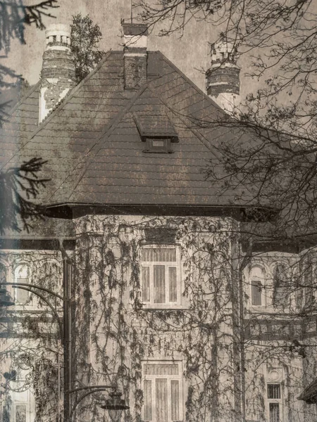 Velho Vintage Monocromático Imagem Uma Casa — Fotografia de Stock