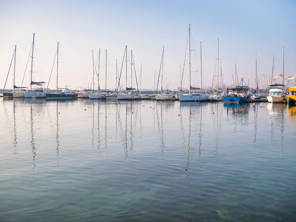 Veel Boten Jachten Verankerd Toeristische Haven Haven Mangalia Constanta — Stockfoto
