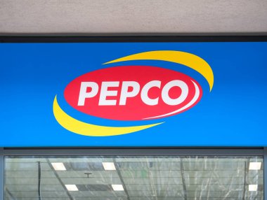 Bucharest, Romania - 03.13.2021: Pepco logo store. New store in Bucharest, Romania clipart