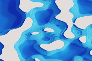 Katmanlı Dalgalı Çizgilerle Beyaz Soyut Topografik Harita ve Modern Tasarım İçin Uygun Mavi Suyla Dolu Yumuşak Eğriler.