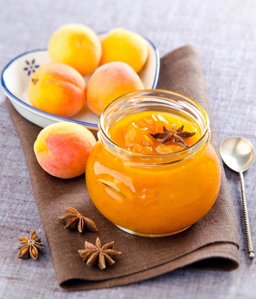 Canned peaches in a jar of anise