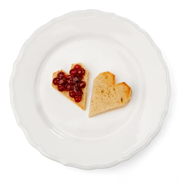 Marmolada toast serca — Zdjęcie stockowe