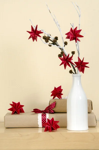 Origami paper flowers in a vase — Stock Photo, Image