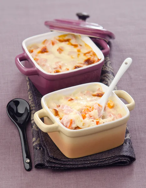 Gratin of rice and ham — Stock Photo, Image