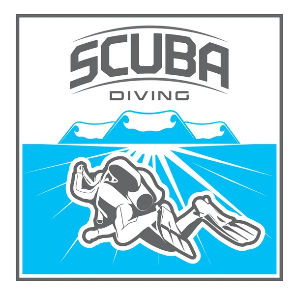 Diving_underwater_scuba_lables — ストックベクタ