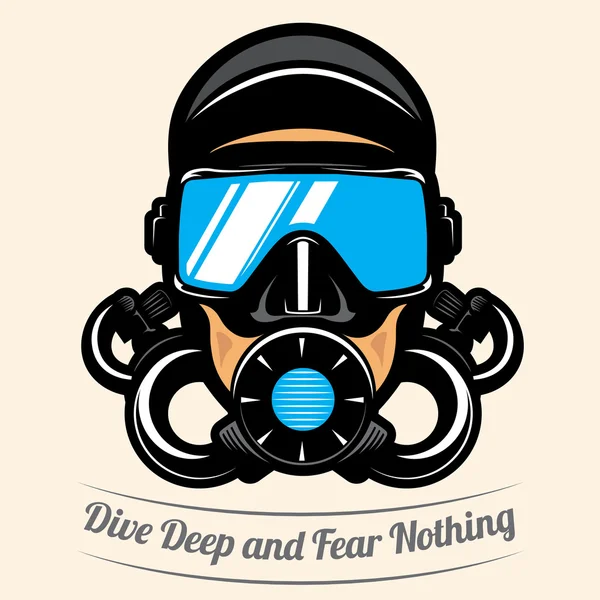 Logo royal _ scuba _ diving king of divers mit maske und taucher — Stockvektor