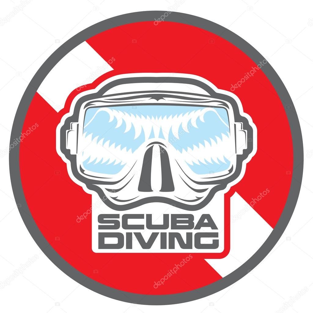Premium vector label mask for scuba diving and freediving swimming