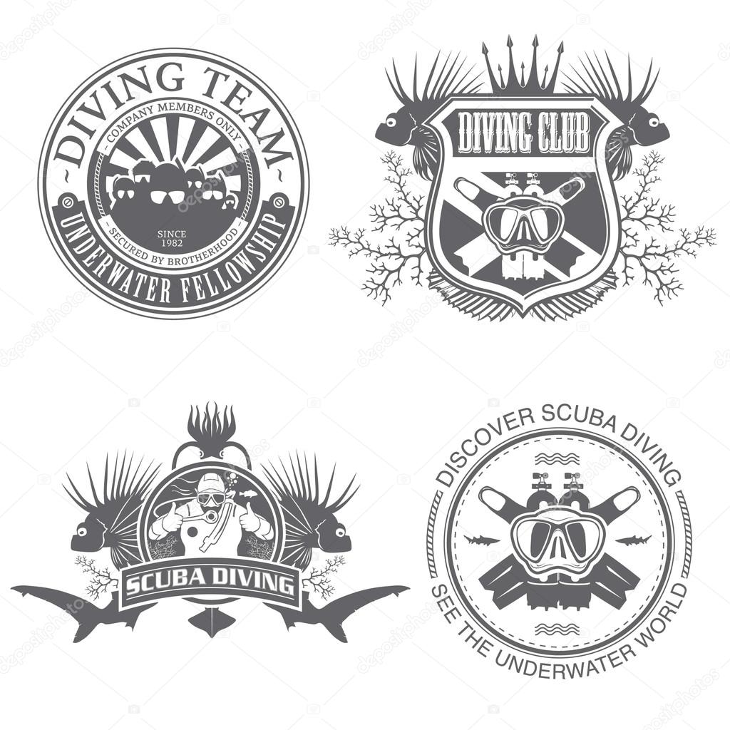 Premium vector label for scuba diving club and underwater swimming