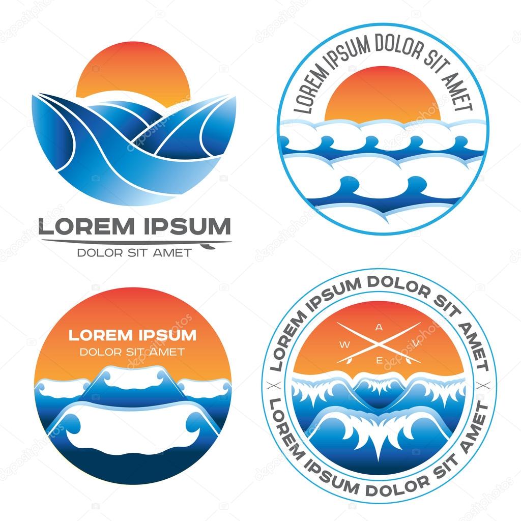 Wave premium vector label logo sign