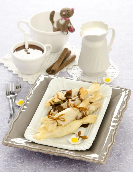 Candy with banana and chocolate — Stock Photo, Image