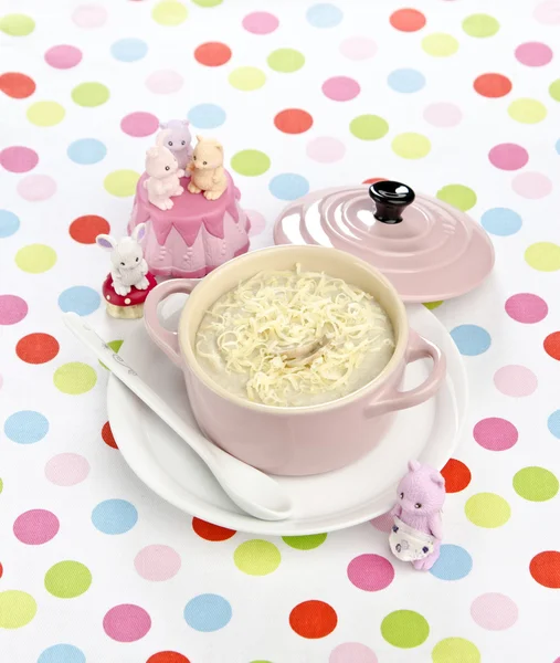 Children's mushroom soup with cheese — Stock Image Children's mushroom soup with cheese Royalty Free Stock Images