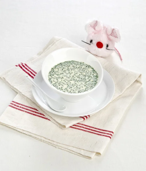 Soup with cream and herbs — Stock Image Soup with cream and herbs Royalty Free Stock Images