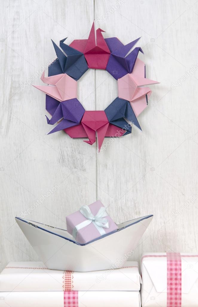 wall decorations wreath Origami Crane