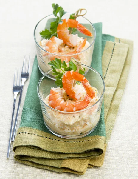Verrines appetizer with shrimp — Stock Photo, Image