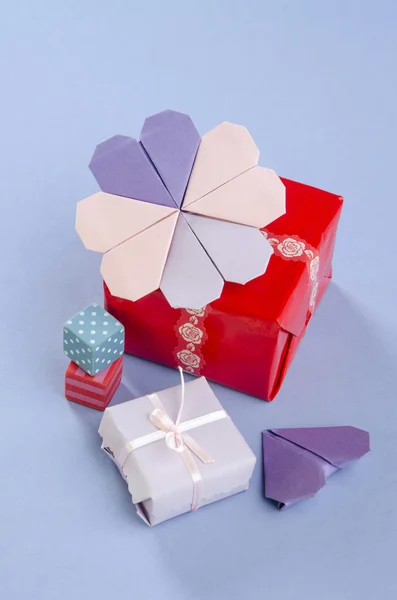 Dekor Geschenke Herz Origami — Stockfoto