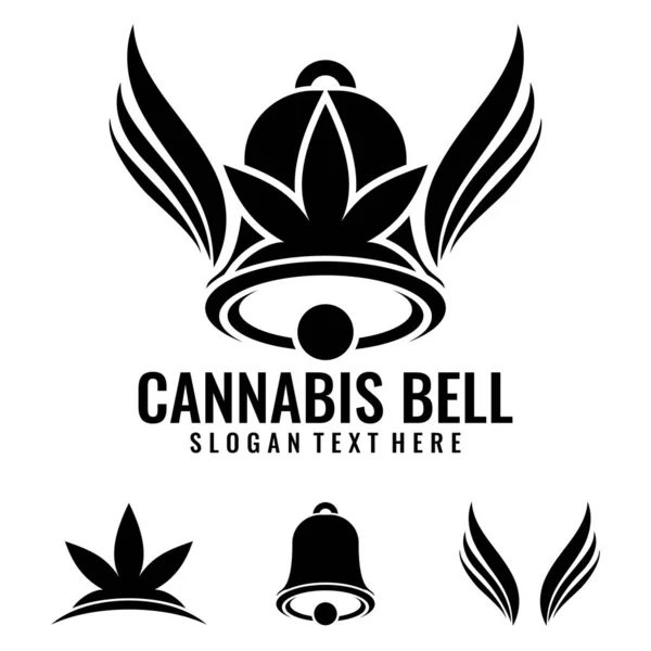 Cannabis Und Glocke Logo Design Vektor — Stockvektor