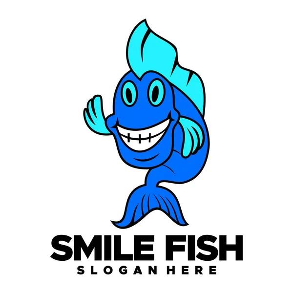 Fisch Charakter Logo Design Cartoon Vektor — Stockvektor