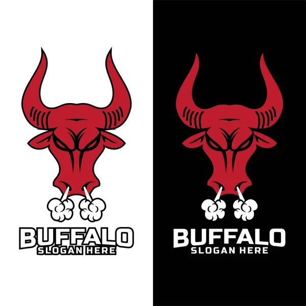 Vecteur Caractère Logo Buffalo Head Design — Image vectorielle