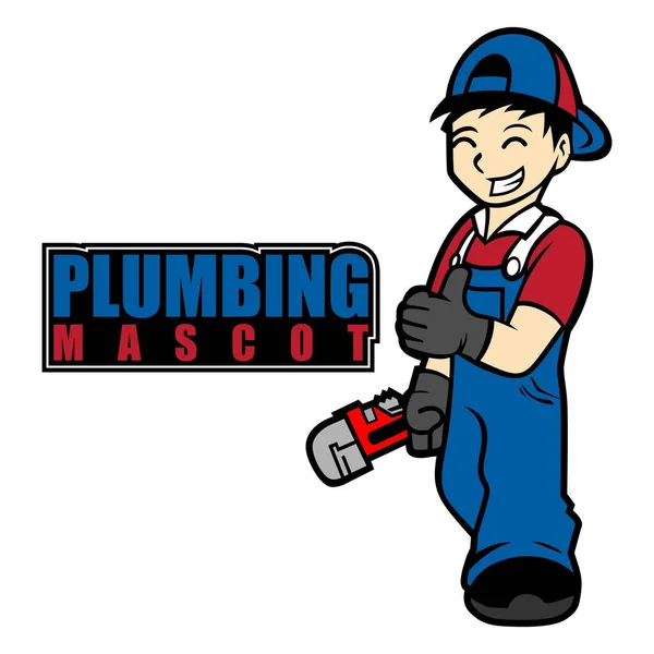 Plumbing Mascot Logo Design Vector — Stock Vector