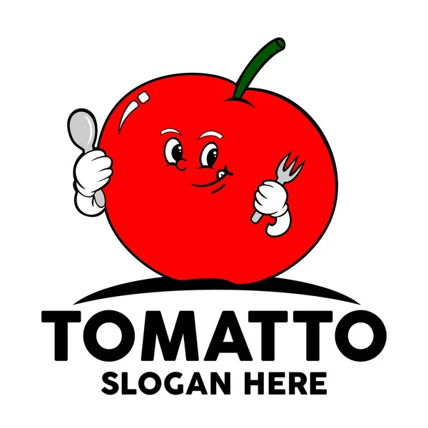Tomato Karakter Logo Design Vector - Stok Vektor