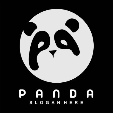 panda başı logo tasarım vektörü