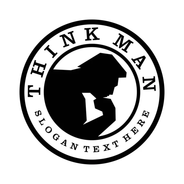 Pensar Homem Logotipo Vetor Design Marca —  Vetores de Stock
