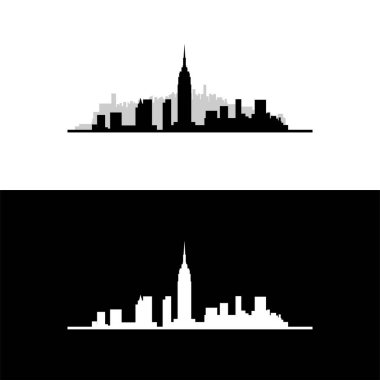 Siyah ve Beyaz NYC Skyline ile Typography The Big Apple Theme
