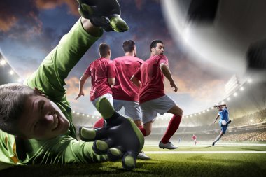 Futbolcular günbatımı Stadyumu arka plan panorama eylem içinde