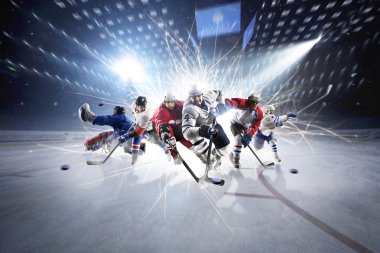 Hokey oyuncuları başında gelen kolaj