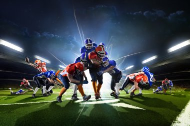 Amerikan futbolu oyuncular eylem büyük arenada kolaj