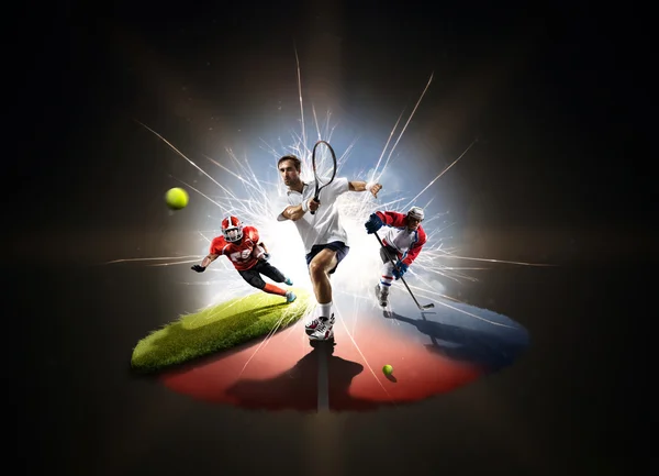 Multi sports collage from tennis hockey american footbal — Stock Photo, Image