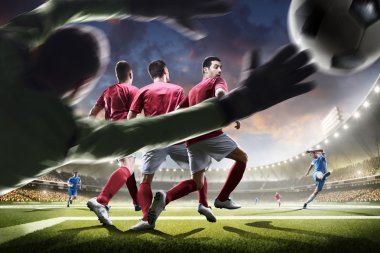 Futbolcular günbatımı Stadyumu arka plan panorama eylem içinde