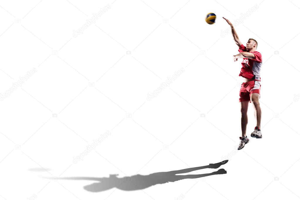 Professional valleyball player isolated on white