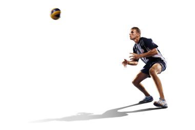 İki profesyonel Voleybol oyuncu üstüne beyaz izole