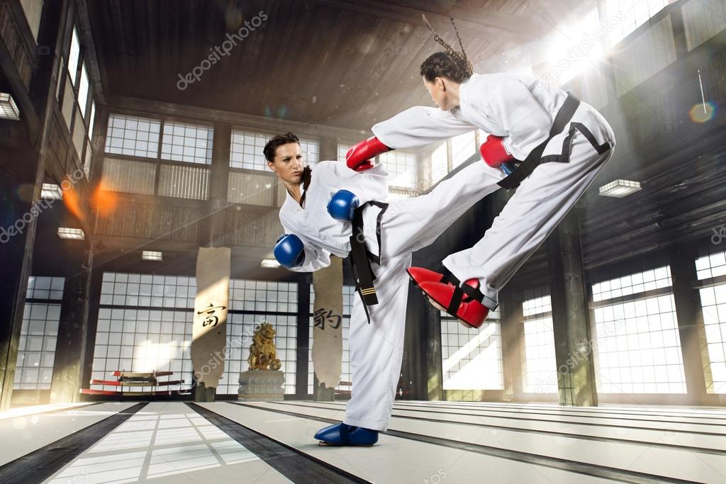 Karate women in action