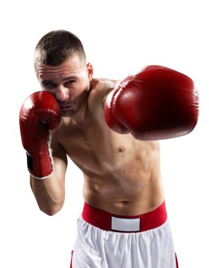 Professionl boxer is isolated on white clipart