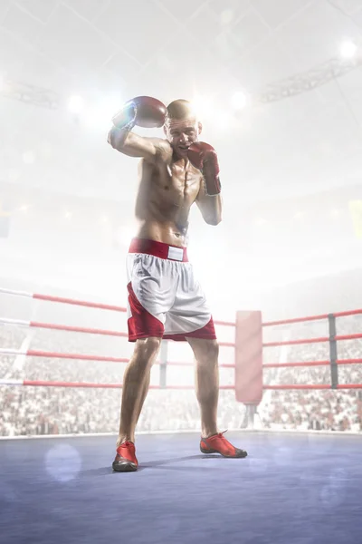 Boxeador profesional está entrenando en la gran arena — Foto de Stock