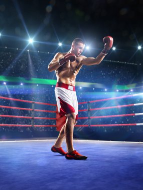 Professionl boksör halkada duruyor