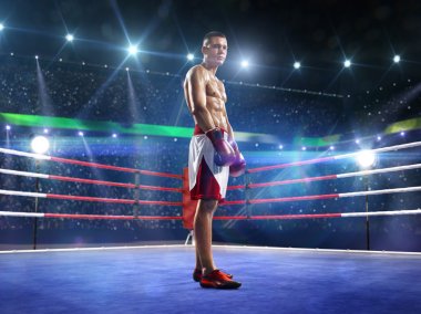 Professionl boxer is standing on the ring clipart