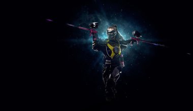 Paintball oyuncu oyun oynuyor