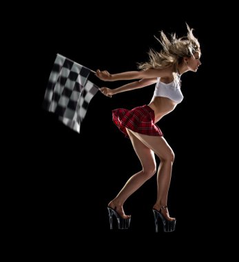 Genç seksi kız drag yarışı başlar