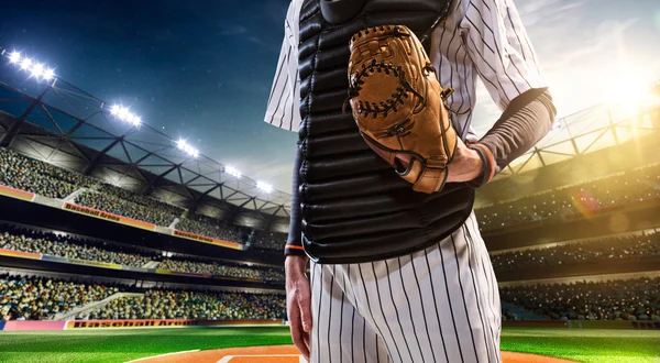 Baseballprofi in Aktion — Stockfoto