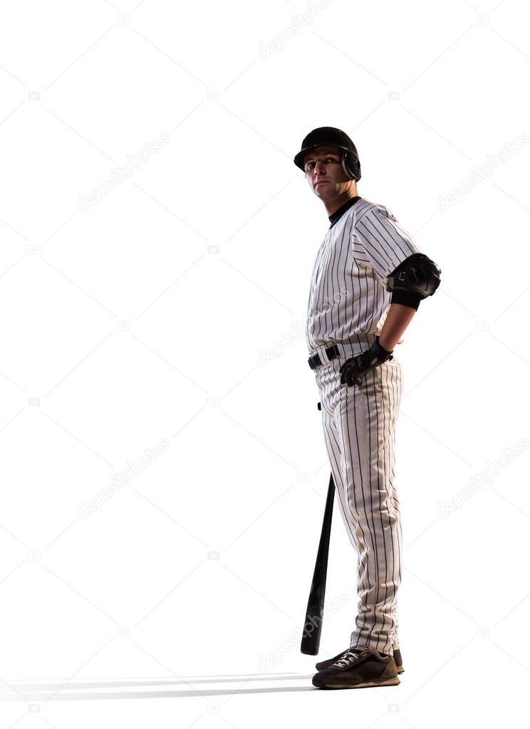 isolated on white professional baseball player