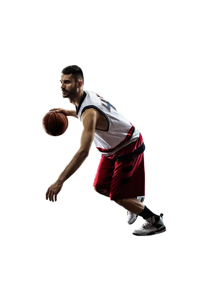행동에 고립 된 농구 선수 높이 날으십시오 — 스톡 사진