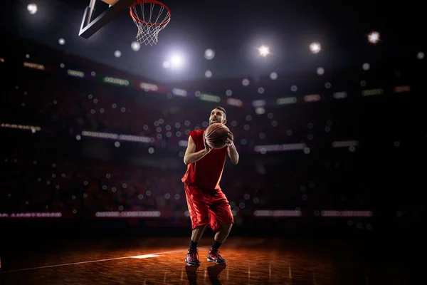 Red Basketball player in action — Stock Photo, Image