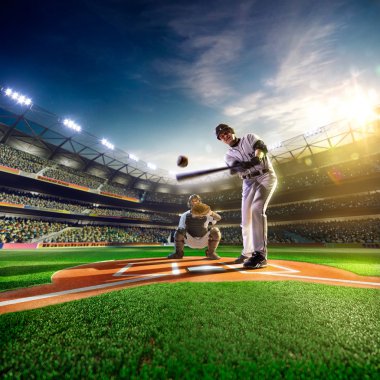 Professional baseball players on  grand arena clipart